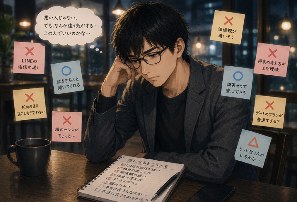 減点ゼロの相手を探し続けてしまう婚活のイメージ