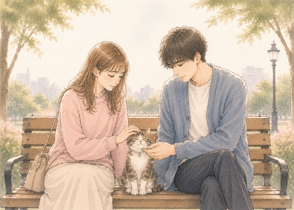 仮交際中のLINEと距離感に悩むイラスト