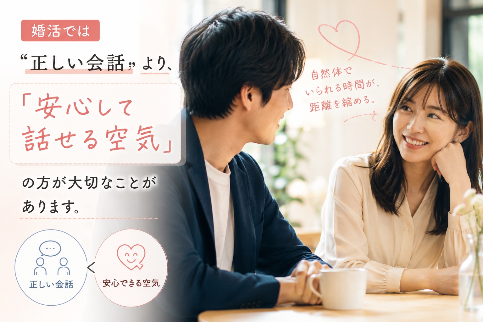 婚活で自然体でいられる空気感のイメージ