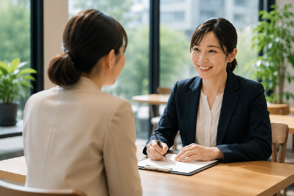 仲人と婚活相談をしているイメージ