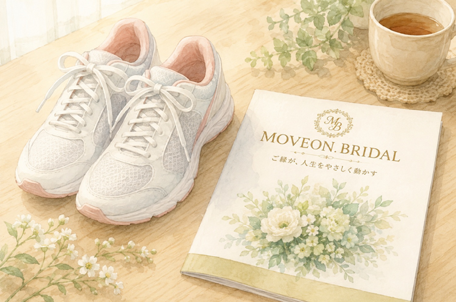 新品の運動靴とMOVE ON.BRIDALのカタログ