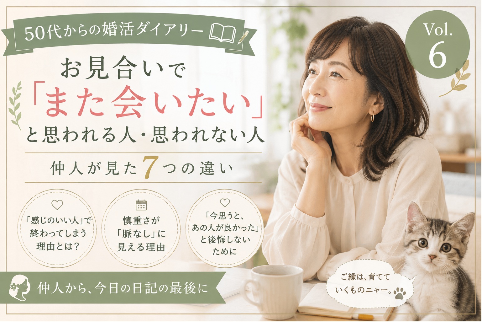 50代女性のお見合いで「また会いたい」と思われる人・思われない人｜仲人が見た7つの違い